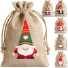 WenTao Christmas Gift Bags with Drawstring, 24PCS Christmas Jute Burlap Bags, 4 X 6 mas Gift Bags, Small Gift Bags Bulk Jute Burlap Bags for Candy Wrapper Xmas Party Favor Supplies