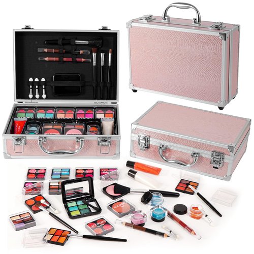 AOLIKOKO Makeup Kit for Teenager & Women Full Kit, All- In- One Makeup Set With The Cosmetic Train Case, Professional Makeup Kit, Makeup Gift Set for Women Girls(pink)