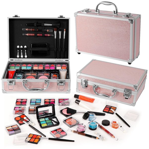AOLIKOKO Makeup Kit for Teenager & Women Full Kit, All- In- One Makeup Set With The Cosmetic Train Case, Professional Makeup Kit, Makeup Gift Set for Women Girls(pink)