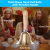 Dreokee Hand Bell 3.15 Inch Hand Call Bell with Solid Brass Wooden Handle Loud Handbell Dinner Call Bell for Adults Multi-Purpose for Weddings, Christmas, School, Service, Game, Animal