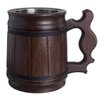 MyFancyCraft Gifts for Men Handmade Beer Mug Oak Wood Stainless Steel Cup Box Natural 0.3L 10oz Classic Brown