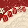 24Pcs Christmas Red Press on Nails Short Square Fake Nails White Snowflake Candy Stripes Design Glue on Nails Glossy Acrylic Nails Cute False Nails Christmas Stick on Nails for Women Girls