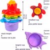 TECHNOK Baby Bath Toys for Toddlers - 12 pcs Rainbow Stacking Cups Baby Toy with Bath Boats Train and Toddler Watering Can - Stackable Plastic Bath Toys - Sea Animal Shapes Bath Toy for Girls and Boys