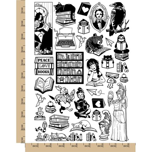 Nerdy Books Reading Literature Temporary Tattoo Water Resistant Fake Body Art Set Collection - Black (One Sheet)