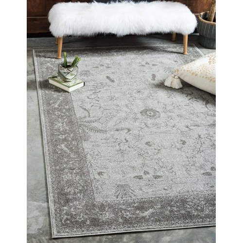 Unique Loom La Jolla Collection Farmhouse, Contemporary, Botanical, Traditional, Vintage Area Rug, 2 ft 2 in x 3 ft, Light Gray/Dark Gray