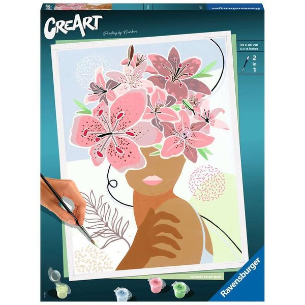 Ravensburger Flowers on My Mind Paint by Numbers Kit for Adults - 20275 - Painting Arts and Crafts for Ages 12 and Up
