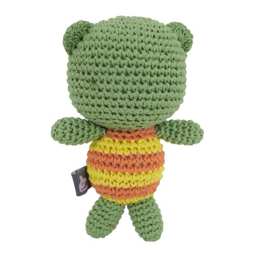 Dog Teeth Cleaning Cotton Crochet Squeaky Dog Toy for Small Dog - Froggy Frog