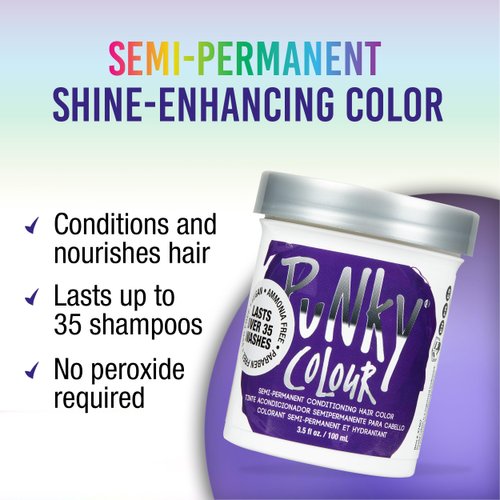 Punky Plum Semi Permanent Conditioning Hair Color, Vegan, PPD and Paraben Free, lasts up to 25 washes, 3.5oz