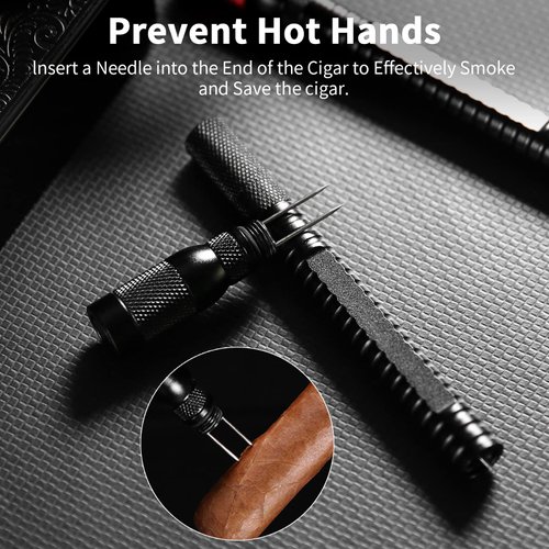 Cigar Punch 4-in-1 Draw Enhancer Tool with Double Size Cigar Punch and Stainless Steel Twin Needle Comes in Gift Box(Red Black)