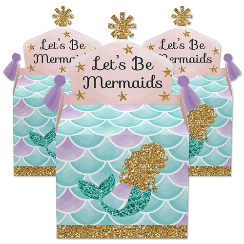 Big Dot of Happiness Let’s Be Mermaids - Treat Box Party Favors - Baby Shower or Birthday Party Goodie Gable Boxes - Set of 12