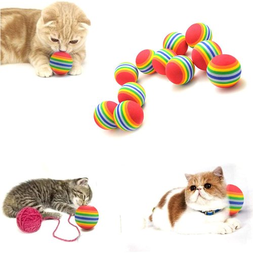 Bepets 12PCS Foam Balls for Cats, Colorful Rainbow Ball Cat Toy Sponge Ball Cat Toy Ball Soft Pet Ball Toy for Cat Puppy Kitty