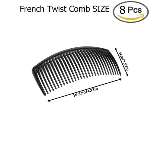Dwwffer 8 Packs French Twist Comb,Plastic Side Hair Combs with 29 Teeth Hair Comb Hair Clip Combs for Fine Hair Accessory for Women- Black