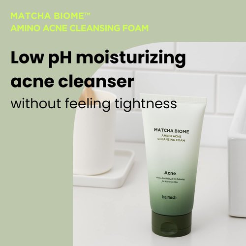 HEIMISH Matcha Biome Amino Acne Cleansing Foam 150ml, Acne Cleanser, Soothing & Refreshing, Calming, Hydrating, Daily Facial Cleanser, Normal to Sensitive Skin, Removes Dead Cells