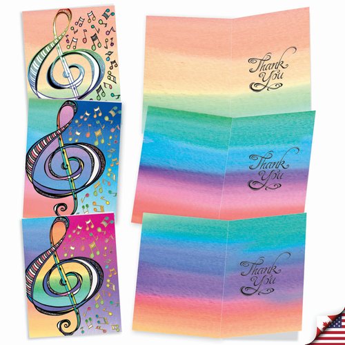 The Best Card Company - Thank You and Gratitude Cards (Box of 10), All Occasions Note Cards, Stationery Set 4 x 5.12 inch- Design Tunes M2315