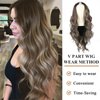 LEOSA V Part Wig Body Wave Upgrade V/U Part Synthetic Wigs for Black Women Long Full Head Clip In Hair Wig Glueless Wigs Synthetic Wigs For DaiLY Use (Mix Blonde, 24Inch)
