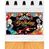 Mocsicka Racing Car Happy Birthday Backdrop Banner Car Themed Birthday Party Decorations Banner Racing Theme Party Supplies for Photography (Red, 70.8x43.3 inch)