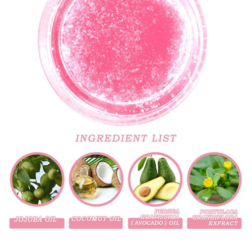 Juicy Peach Lip Scrub with Lip Brush, Natural Strawberry Exfoliator, Overnight Hydration & Moisturizer, Chapped Dry and Flaky Lips Treatment Brighten Dark Lips for Men & Women