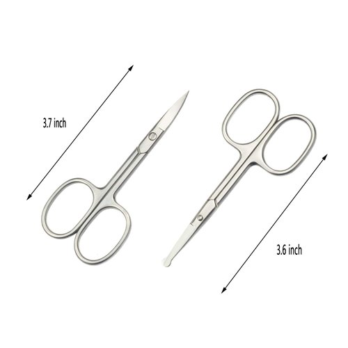 Motanar Eyebrow and Nose Hair Scissors, 3.7” Stainless Steel Professional Facial Nose Hair Trimmer Scissors for Women and Lace Wigs 2 Pieces