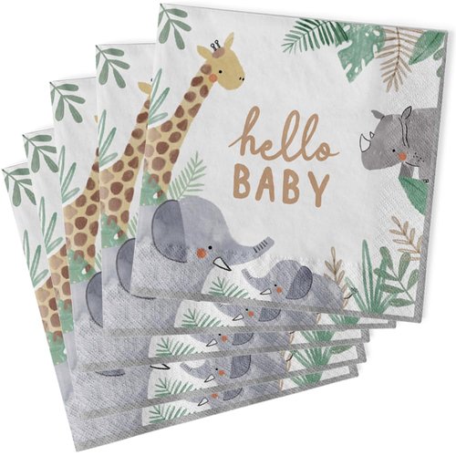 Soft Jungle Brown Paper Napkins (Pack of 16), Perfect for Jungle-Themed Events, 6.5" x 6.5"