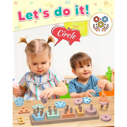 Zartores Montessori Toys for 1 2 3 Year Old Boys Girls, Shape Sorter Wooden Toys for Toddlers 1-3, Toddler Toys Age 1-2, 1 2 3 Year Old Girl Boy Gifts, Preschool Toddler Puzzles
