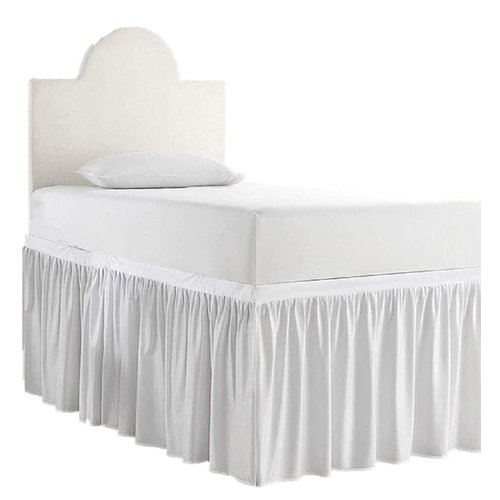 Ruffled Dorm Sized Bed Skirt Twin XL-College Dorm Bed Skirt - Extra Long Dorm Room Bed Skirt - Extended Bed Skirt Twin XL Perfect for College Loft Beds - White Dorm Bed Skirt (Twin XL/32 Drop)