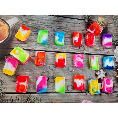 Roaqua 10 packs Bulk Books Backpack Keychain Mini pop Fidget ， Birthday Party Favors,Students Bubble Prize for boy and Little Girl,Kids Classroom Summer Student Gifts