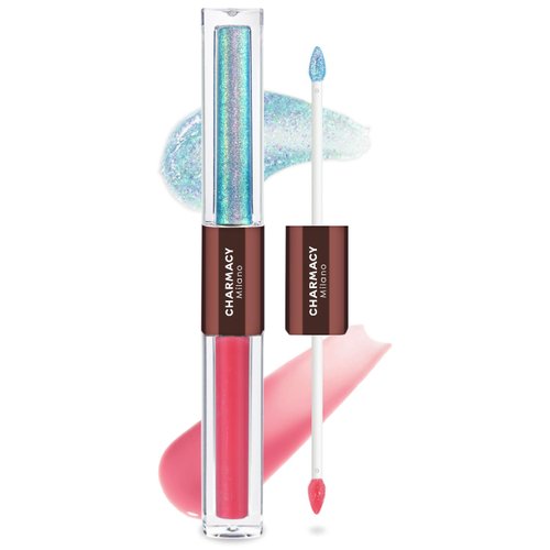 CHARMACY 2 In 1 Multichrome Moisturizing Lip Gloss, Double Head Liquid Lipstick, Mirror Waterproof Long Lasting No Fading Lip Balm, Hydrating Lip Plumper Waterlight Glossy Makeup #04
