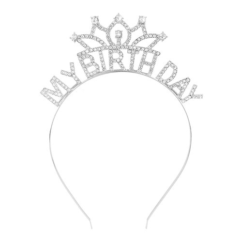 ACO-UINT Silver Birthday Crown for Women, Cute My Birthday Headband Birthday Tiara for Women, Happy Birthday Headband Birthday Princess Decorations Gifts for Women Girls