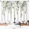 oolygoo Eucalyptus Botanical Leaves Floral Kitchen Window Curtains Over Sink Boho Farmhouse Flower Leaf Small Window Treatment Sage Green Cafe Short Curtains for Bathroom Tier Drapes 27.5x39 inch