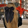 Hair Bows for Women Girls Silky Satin Big Bows Hair Barrettes Oversized Hair Accessories Long Tail Hair Ribbons -3Pcs -Black Red Green