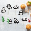 24Pcs Panda Cupcake Toppers Glitter Green Bamboo Cupcake Picks Cute Animal Bear Cake Decorations Baby Shower Kids Birthday Panda Theme Party Supplies