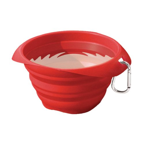 Kurgo Collaps-A-Bowl for Dogs, Collapsible Travel Dog Bowl, Pet Food & Hiking Water Bowl, Food Grade Bowl for Dogs, Travel Accessories for Pets, includes Carabiner (24 oz, Red)