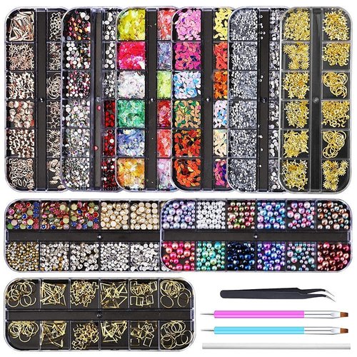 Artdone 9 boxes Nail Rhinestones,Nail Gems Nail Diamonds,Nail Art Studs Nail Crystals Nail Sequin...
