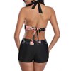 Century Star Women's Two Piece Swimsuit Halter Printed Top with Boyshort Bottoms Fashion Bathing Suit Pink Flower 10-12