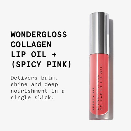 Beauty Pie Wondergloss Collagen Lip Oil + For Nourishing, Moisturizing & Plumping (Spicy Pink)