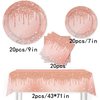 Rose Gold Party Supplies, Rose Gold Party Disposable Tableware Set 20 Party Plates 9" 20 7" Paper Plates 20 Napkins Tablecloth for Rose Gold Birthday Party Decoration Serves 20 Guests