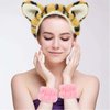 yueton 1 Pack Cute Tiger Face Wash Headband Hairband Cartoon Makeup Headbands Coral Fleece Elastic Headband for Washing Face Beauty