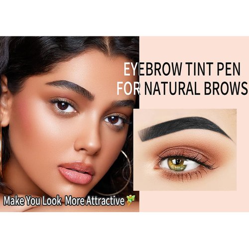 Mysense Eyebrow Pencil, Liquid Eyebrow Pen with 4 Micro-Fork Tips, Waterproof Smudge-proof Brow Pencil for Natural Looking Eyebrow Makeup, 04# Black