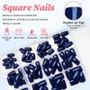 LoveOurHome 240pc Square Press on Nails Short Fake Nails Glue on Nail Short Blue Acrylic Nails Press ons Nail Tips Full Cover False Nail Square Artificial Fingernail & Adhesive Tabs for Women Girls