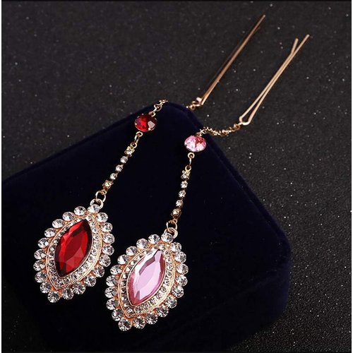 Chargances Halloween Crystal Drop Forehead Jewelry Rhinestone Hair Pin Bride Hair jewelry Wedding Headpiece Indian Style Teardrop Headpiece Taira for Wedding Boho Hair Accessories for Women and Girls