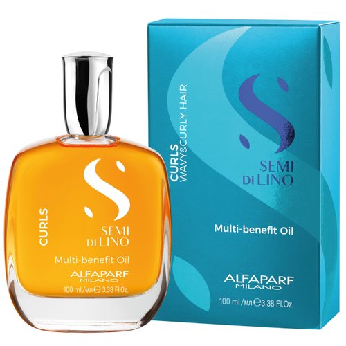 Alfaparf Milano Semi Di Lino Curls Multi-Benefit Hair Oil - Curl Definer, Humidity Shield & Hair Strengthening Oil for Curly Hair - Redefines Hair Shine - Healthy, Vegan Hair Care (3.38 oz)