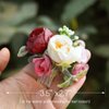 Fangsen Silver Wedding Multiple Roses Flower Hair Comb, Handmade Silk Floral Bridal Hair Clip for Women and Girls, Red