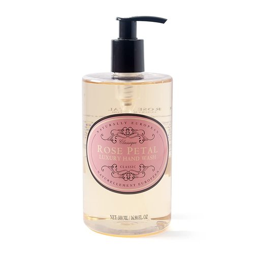 Naturally European Rose Petal Luxury Hand Wash, Cleanse & Moisturise 500ml | No Parabens and SLS | Ideal for Sensitive Skin