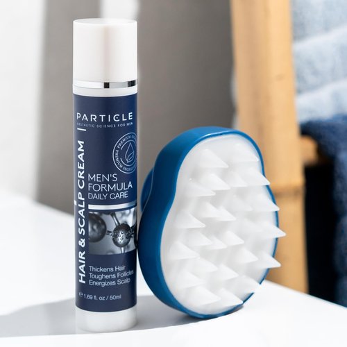 Particle Men Scalp Cream with Biotin for Helps Fight Hair Loss and Promotes Thick Full Hair (1.69 oz) Includes Scalp Massager