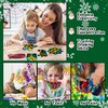 RICEDUO 48 Pcs Christmas Scratch Crafts Art for Kids, Rainbow Christmas Scratch Paper Art with Wooden Sticks, Christmas Ornaments for Kids Party Favors Supplies