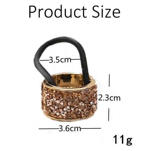 2PCS Rhinestone Glitter Hair Ponytail Holder Cuff Gothic Punk Elastic Band Rope Sparkly Crystal Hair Ties Styling Wrap Set for Women Girls Gold & Silver