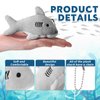 Zubebe 24 Pcs Shark Party Favors Bulk Shark Key Chain Plush Shark Keychain Bulk Mini Shark Stuffed Backpack Soft Clip on Keychain for Baby Party Favors Boys Girls Goody Toys Bag Fillers(Gray)