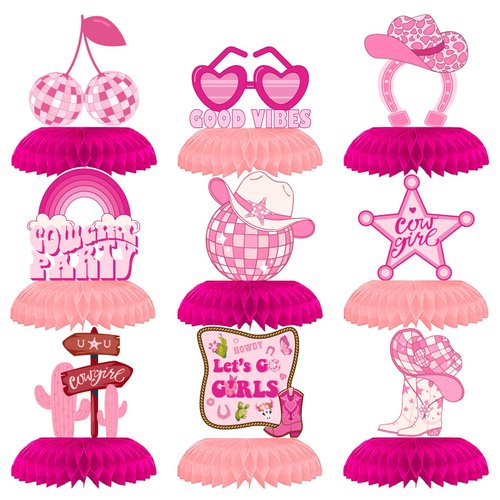 Western Cowgirl Party Decorations, Cowgirl Honeycomb Centerpieces for Disco Bachelorette Party Birthday Party Decorations, Let's Go Girls Cowgirl Bachelorette Party Supplies