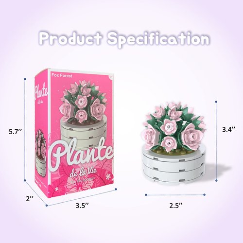 Fox Forest Flower Building Blocks, Botanical Succulent Set for Adult and Kids, Plant Collections, Compatible with Lego, New 2023 (98 Pieces)