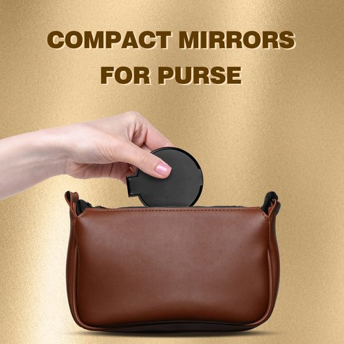 Qislee Compact Mirror Bulk, Round Makeup Mirror for Purse, Set of 4 (Black)